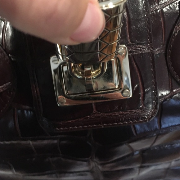 Roberto Cavalli Croc Embossed Leather Tote - Picture 6 of 8